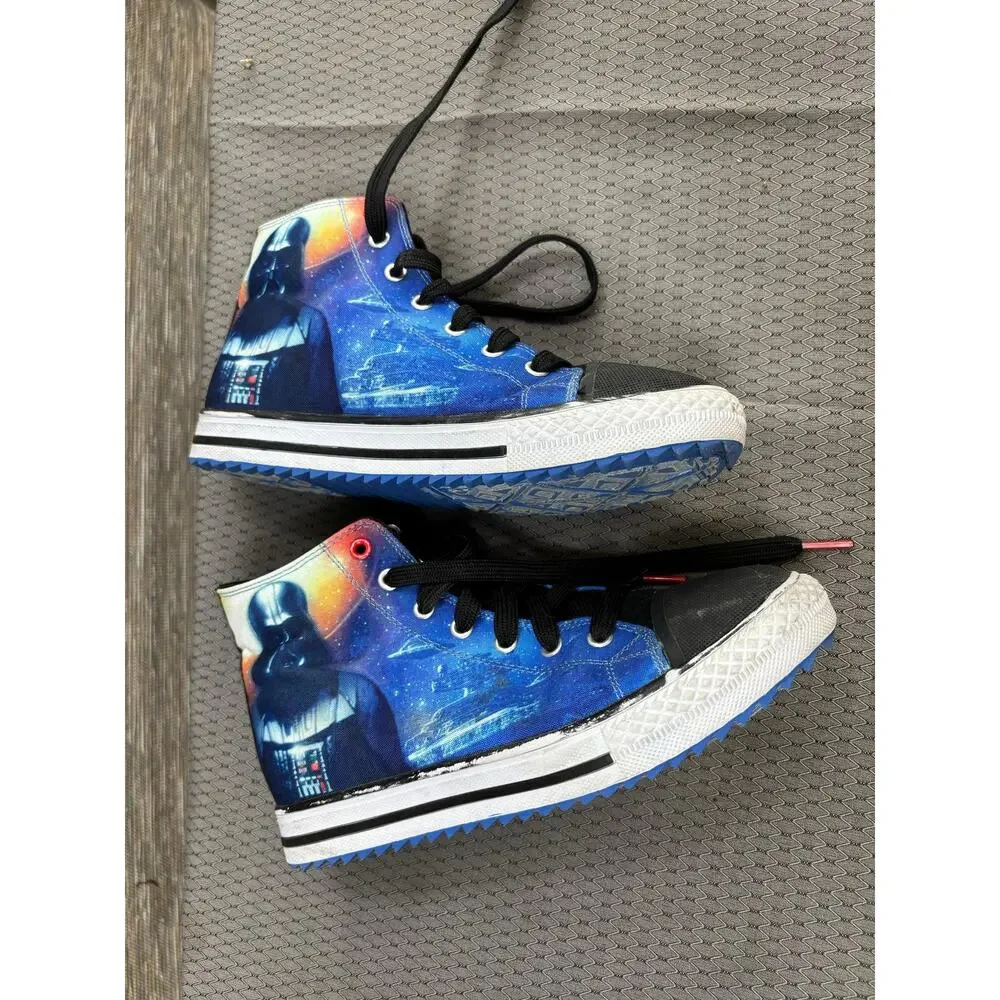 Skechers Shoes Kids Size 5 Blue Black Star Wars Darth Vader High Top Sneakers